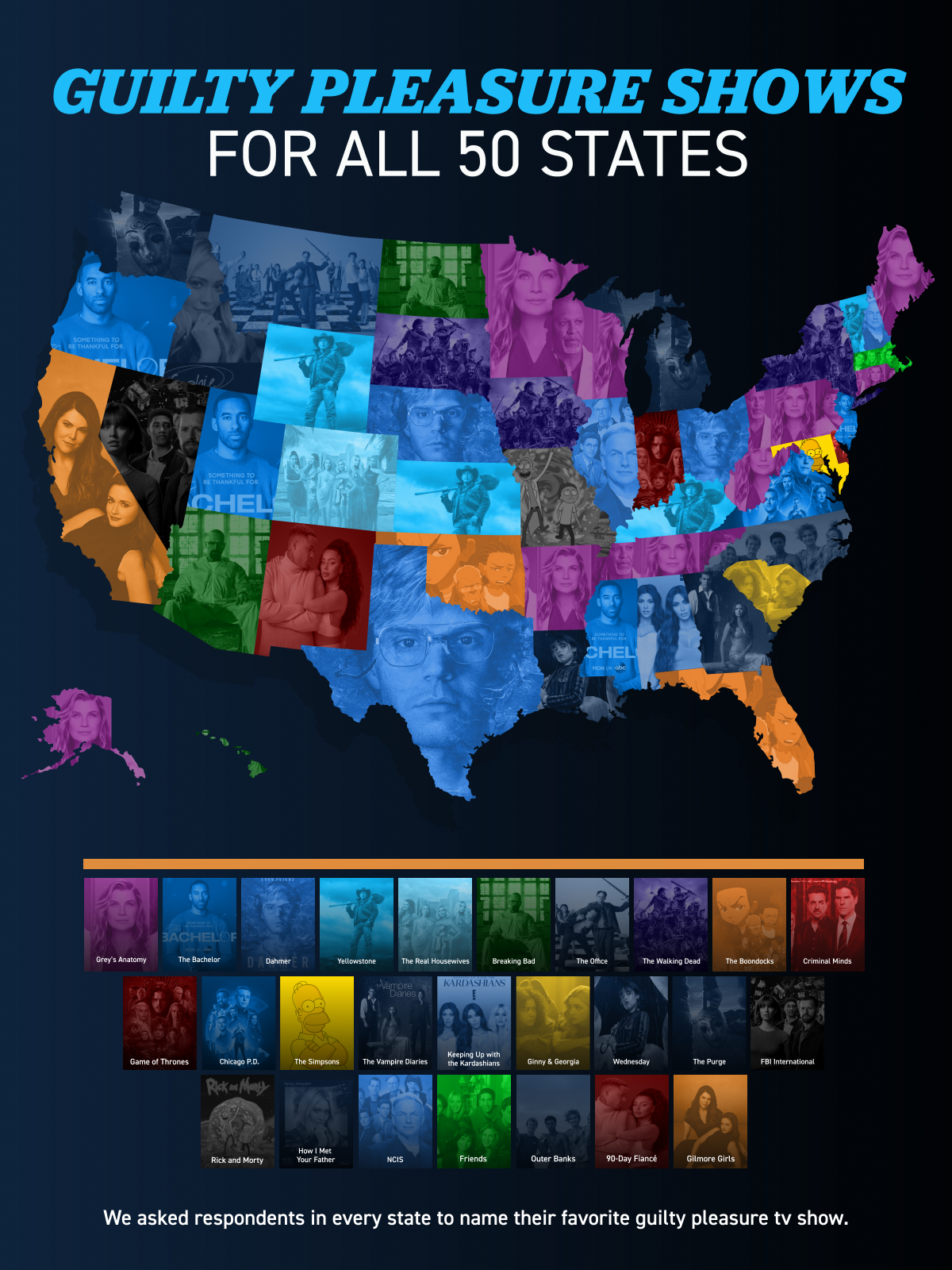 Guilty Pleasure Shows by State (Survey Insights) | DIRECTV Insider |  DIRECTV Insider