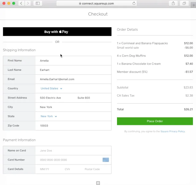 wb apple pay checkout example
