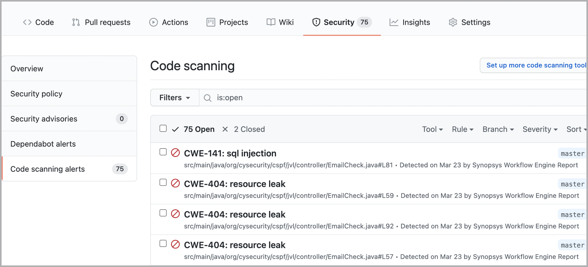 information needed to fix identified issues and merge the fixed code into the main branch | Synopsys