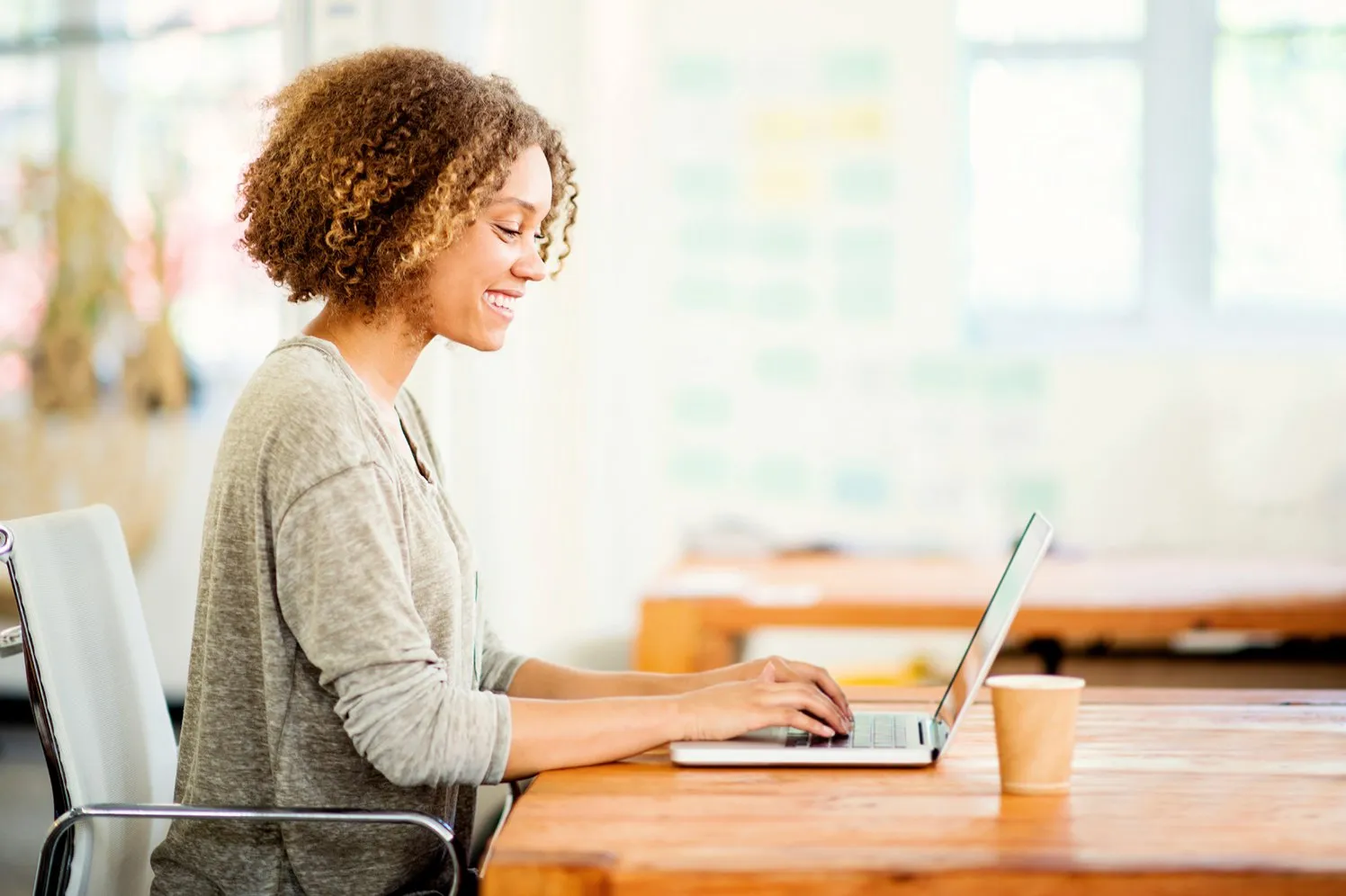 woman working on computer