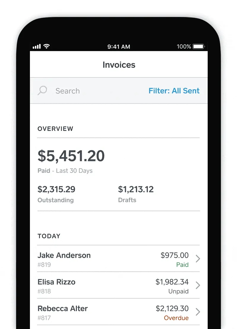 The invoicing app feature gif