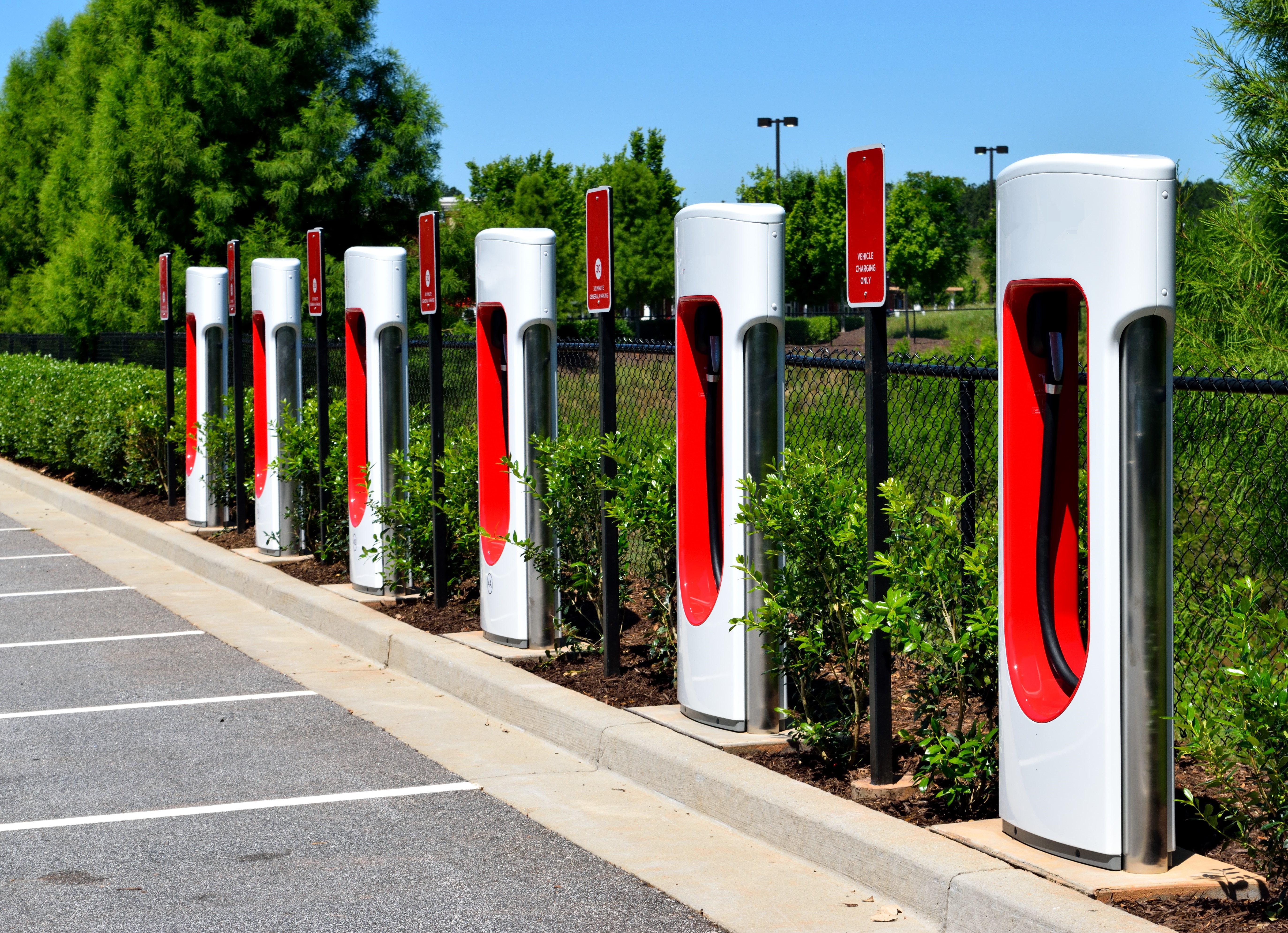 Electric hybrid car charging area