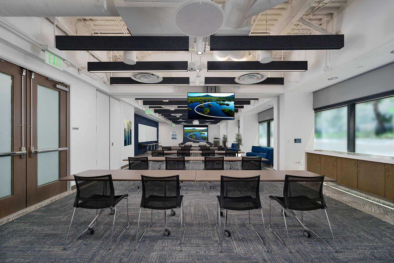 A modern office equipped with AV tech