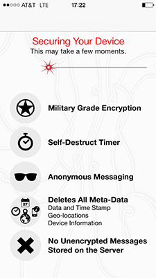 A screen from Wickr's app. security Snowden