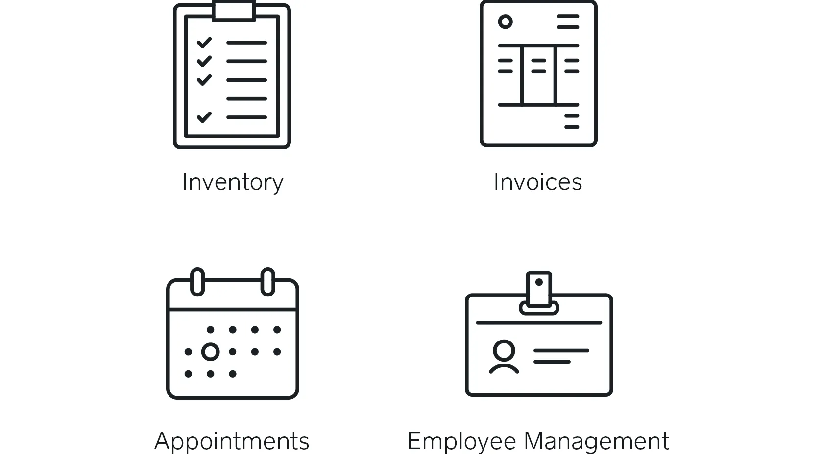 Icons for Square Inventory, Invoices, Appointments, and Team Management