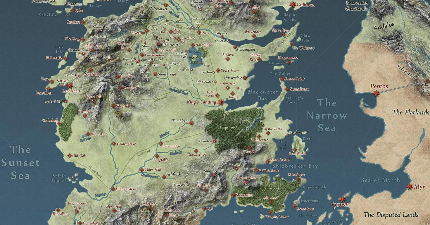 House of the Dragon Map of Westeros & Essos