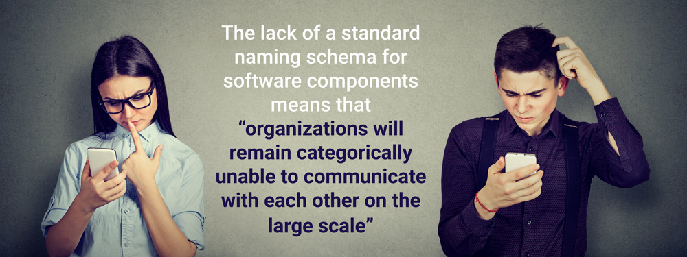 The need for a standardized naming schema for software components so that application libraries can be uniquely identified. | Synopsys