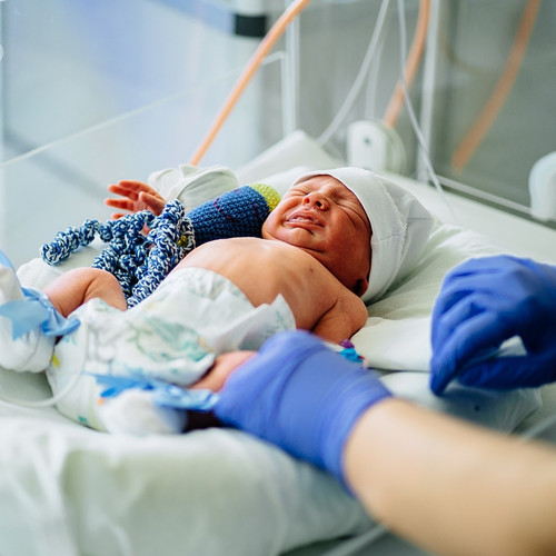 <p>Newborn baby in an incubator</p>