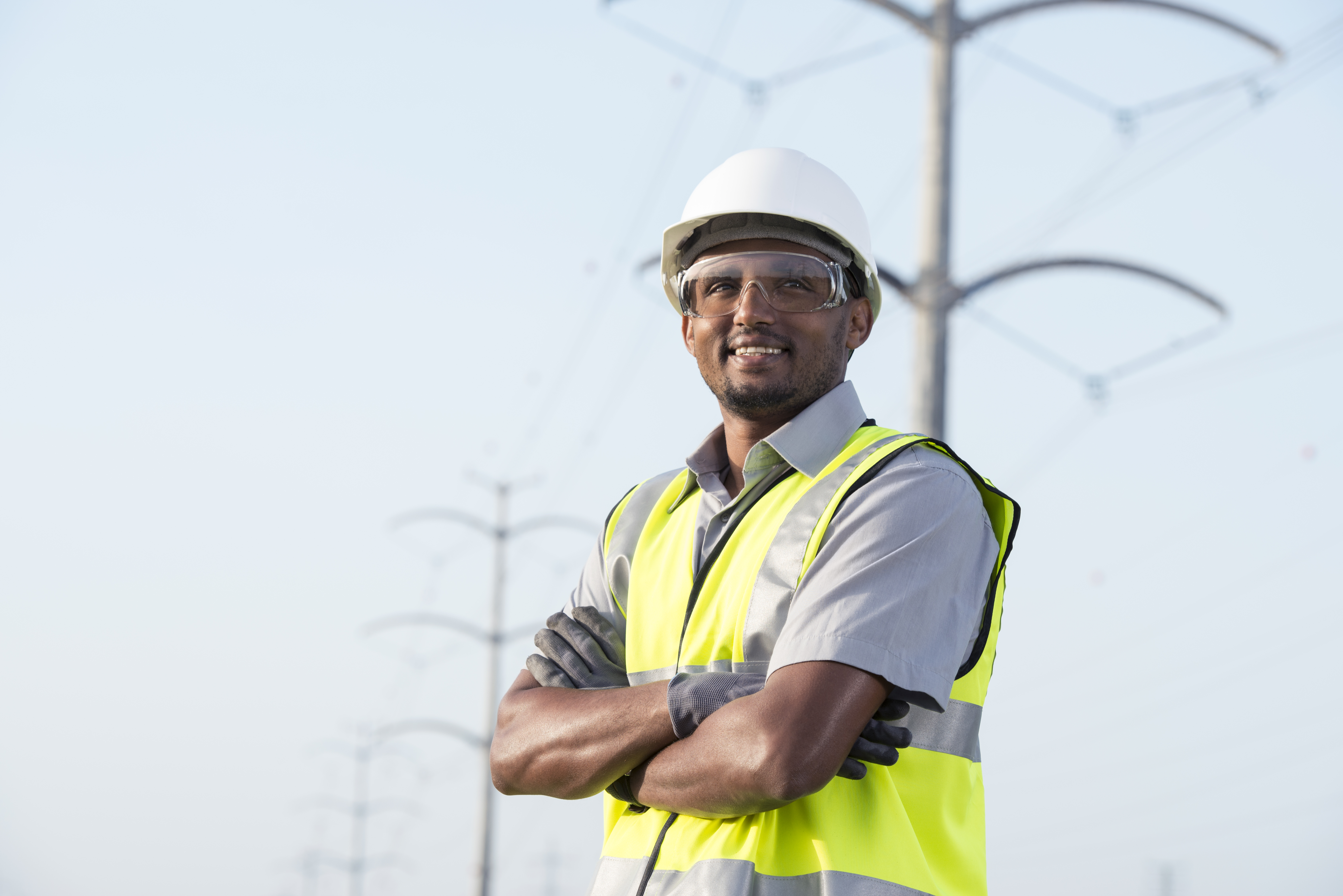 Portrait of manual worker / electrician / lineman / engineer / technician.