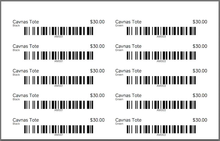 new retail bar code labels