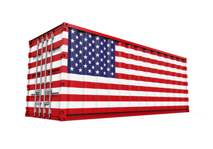 trade deficit Container with United States Flag