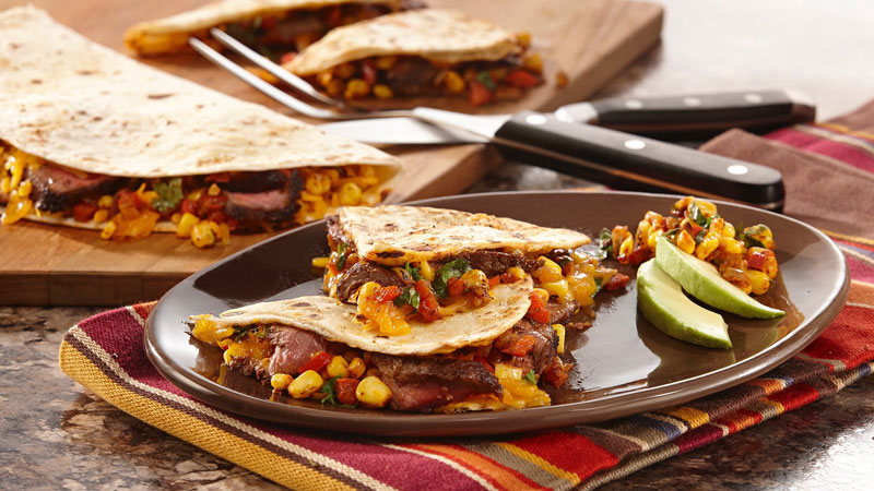 McCormick Cantina Steak Quesadillas with Skillet Charred Corn Salsa