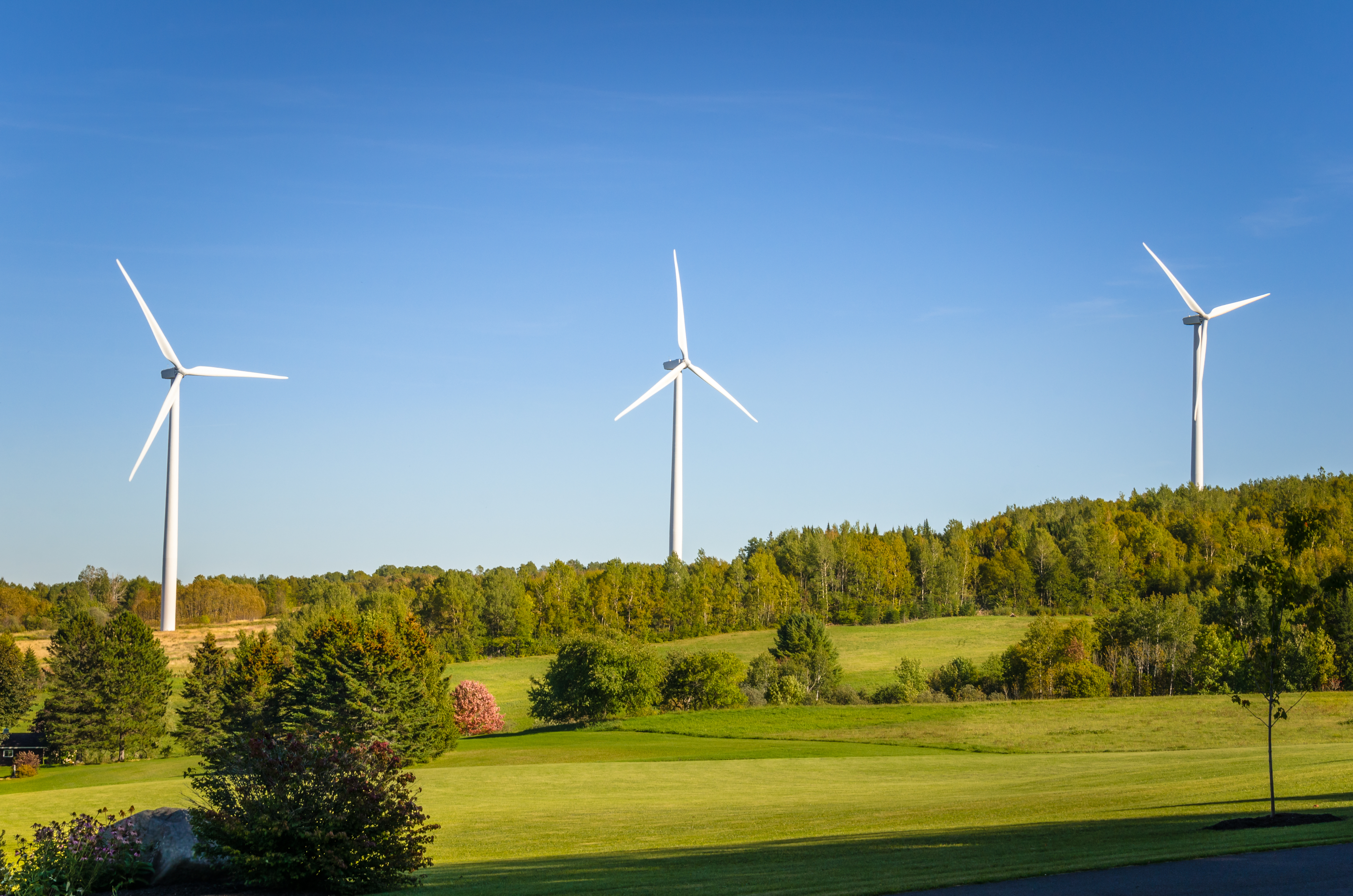 Wind Turbines  against Blue Sky