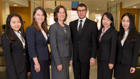 George Washington University School of Business students who participated in the competition, from left: Chu Xu, Elizabeth Moehlenbrock, Elizabeth Halford, Rayan Chahwan, Liyuan Su and Han Zhang. Not pictured: Christopher Haddad and Chang Hyun Song.