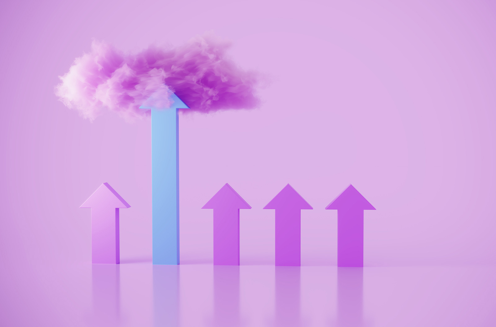 A light purple stock image with four purple arrows and a blue longer one by Eoneren.jpg
