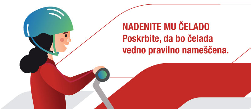 Minigrafika: Poskrbite, da bo čelada vedno pravilno nameščena.