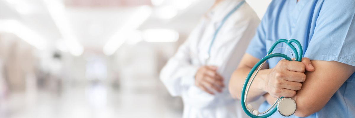 Surgeon and anesthetist doctor ER surgical team with medical clinic room background for emergency nursing care professional teamwork and patient trust in ICU hospital's hospitality concept
