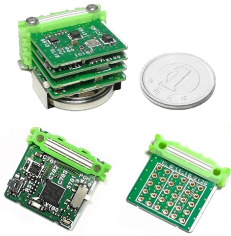 Leafony – IoT devices are realized by stacking typically 2 cm x 2cm IoT blocks.