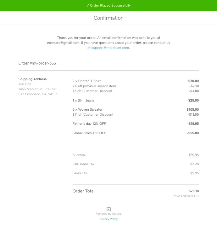 Payment confirmation screenshot