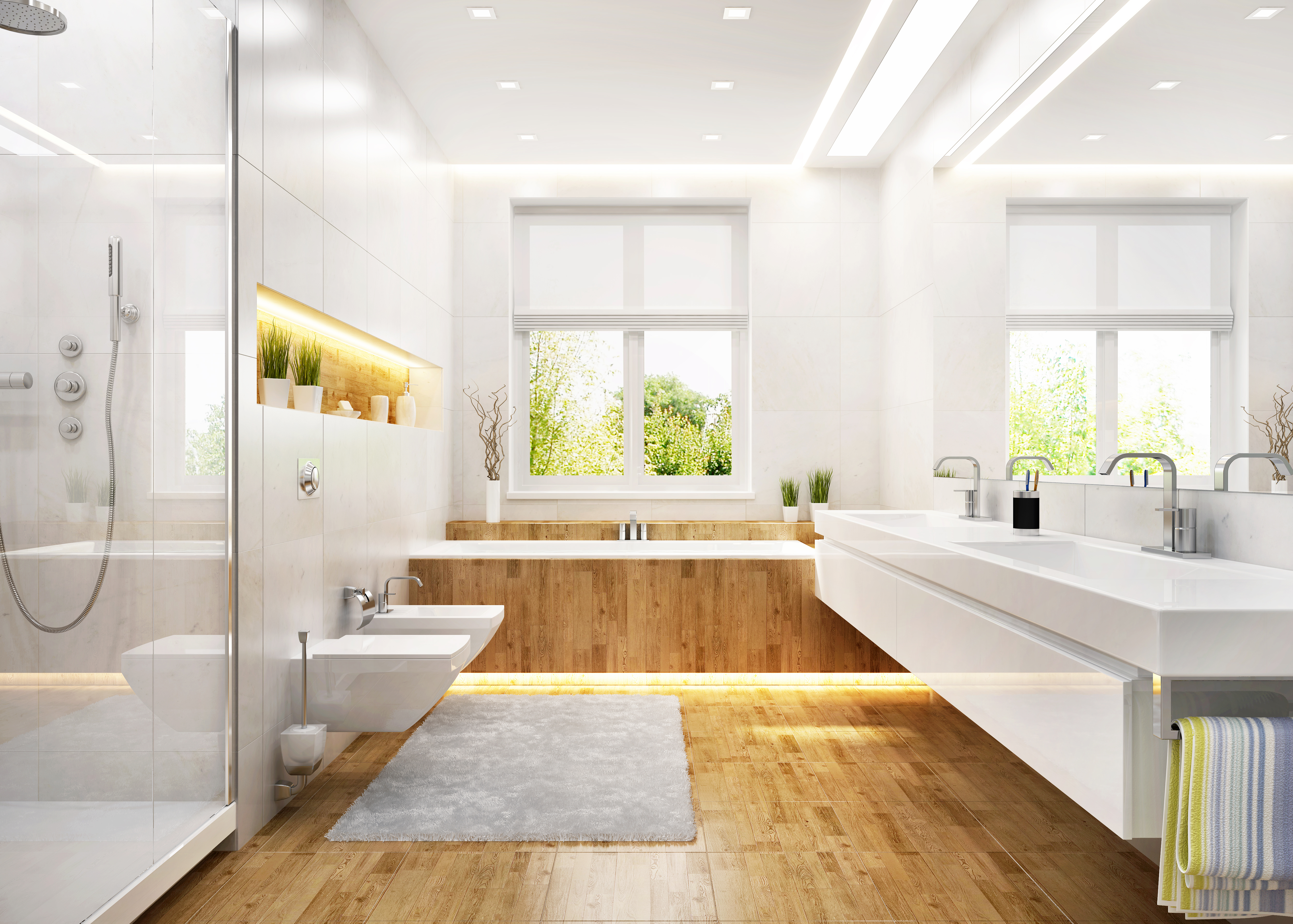 Luxury white bathroom in modern house