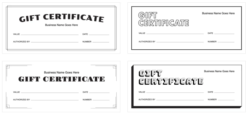 printed gift certficates