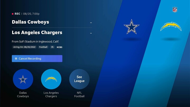 Dallas Cowboys versus Los Angeles Chargers