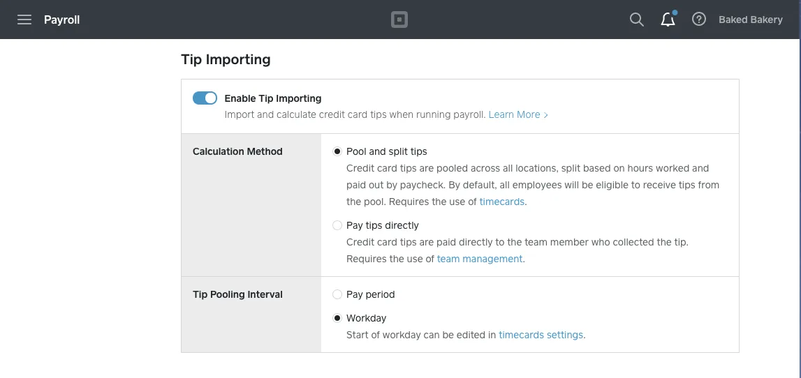 payroll split tips