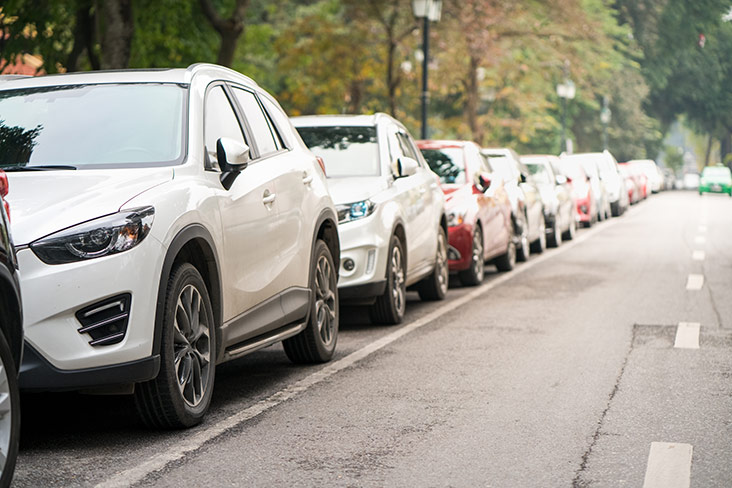 Cars parked on street