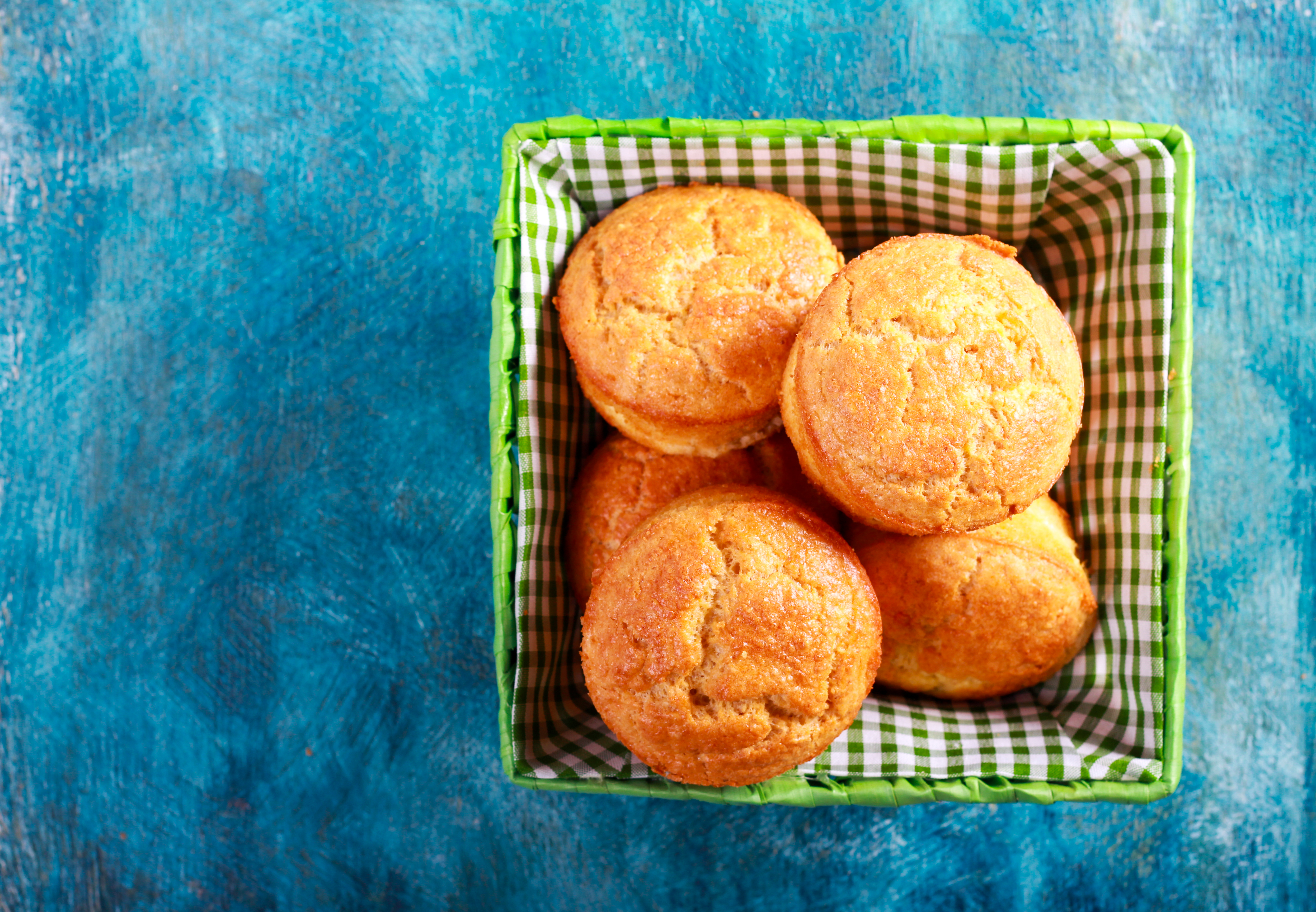 Bran muffins in small wicker