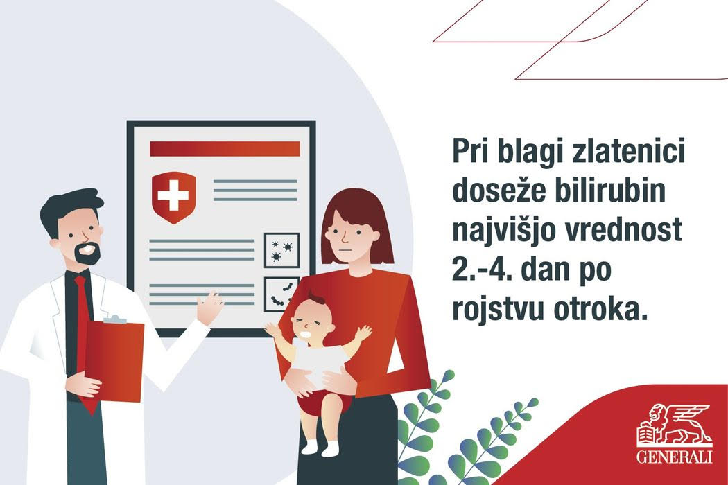 Pri blagi zlatenici doseže bilirubin najvišjo vredost 2. do 4. dan po rojstvu otroka.