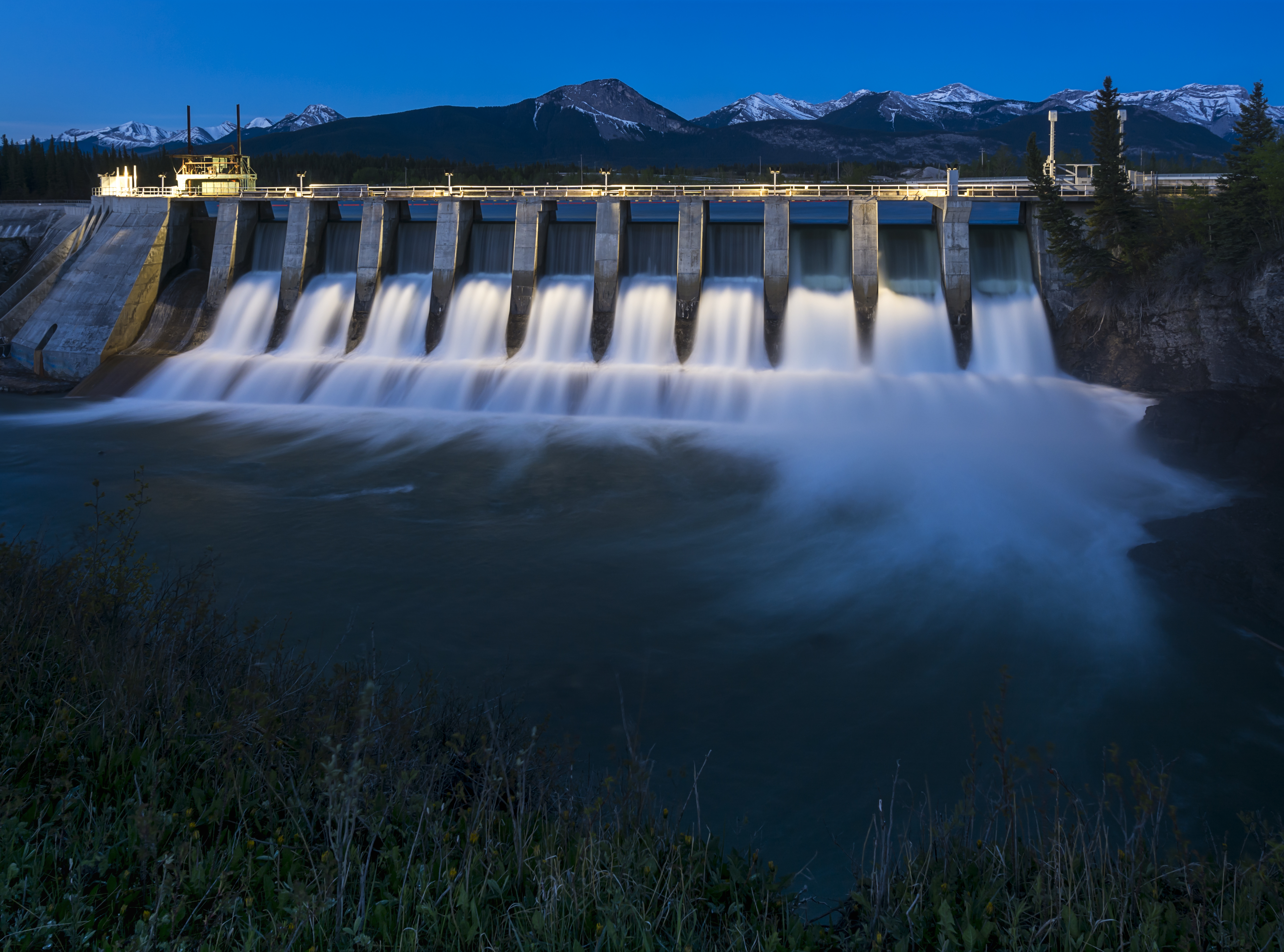 Seebe Hydroelectric Dam near Exshaw at Night