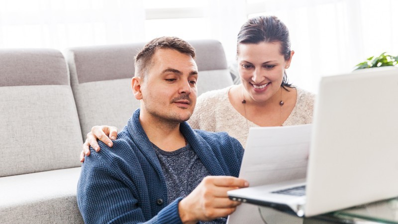 Couple Using Tax Filing Application Online