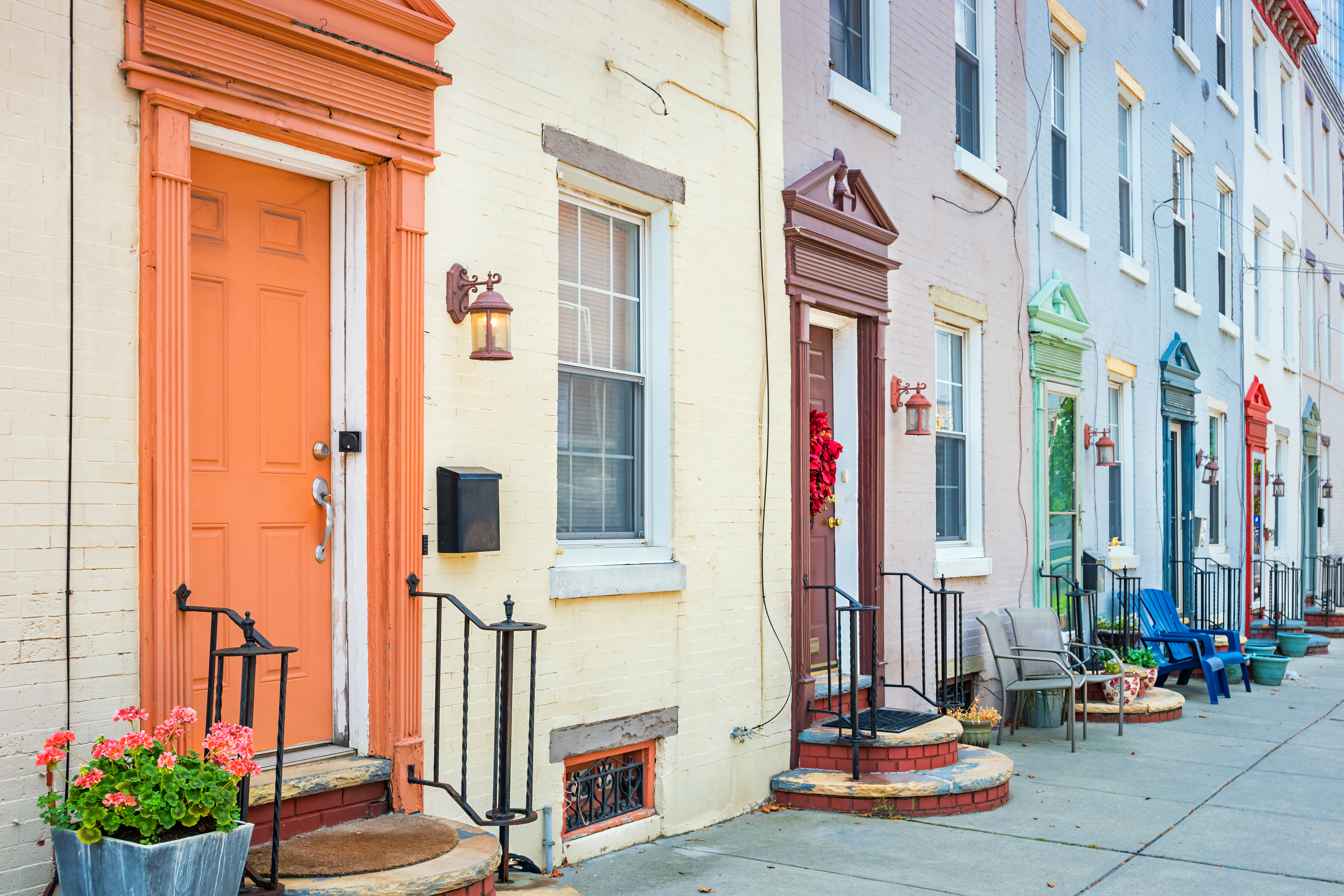 Townhouses in downtown Philadelphia Pennsylvania USA