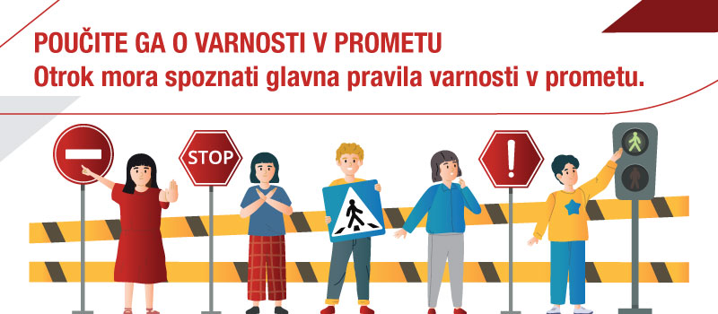 Minigrafika: Otrok mora spoznati glavna pravila varnosti v prometu.