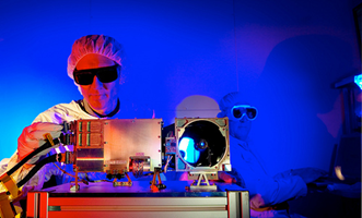 Researchers test their instruments in a lab in New Mexico.