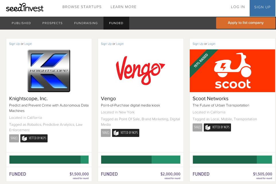 A look at the SeedInvest platform, including Vengo's page.