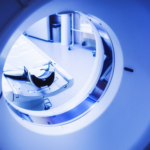 CT examination in the process. Detail of MRI scanner