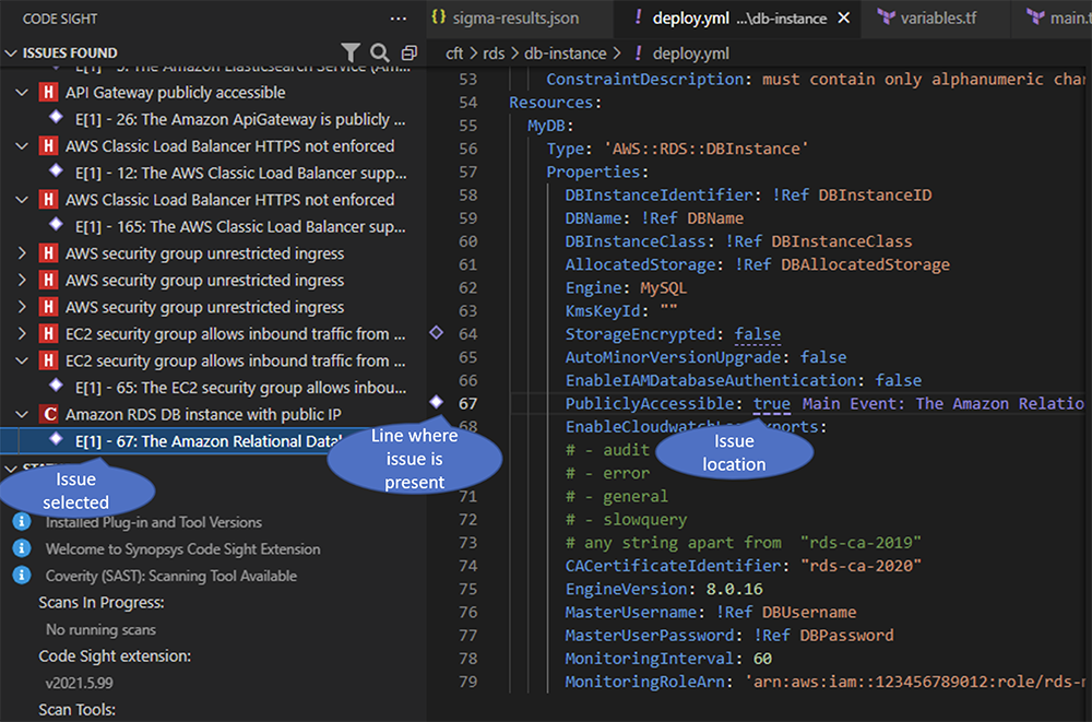 Code Sight IDE plugin flags issue and location in code | Synopsys