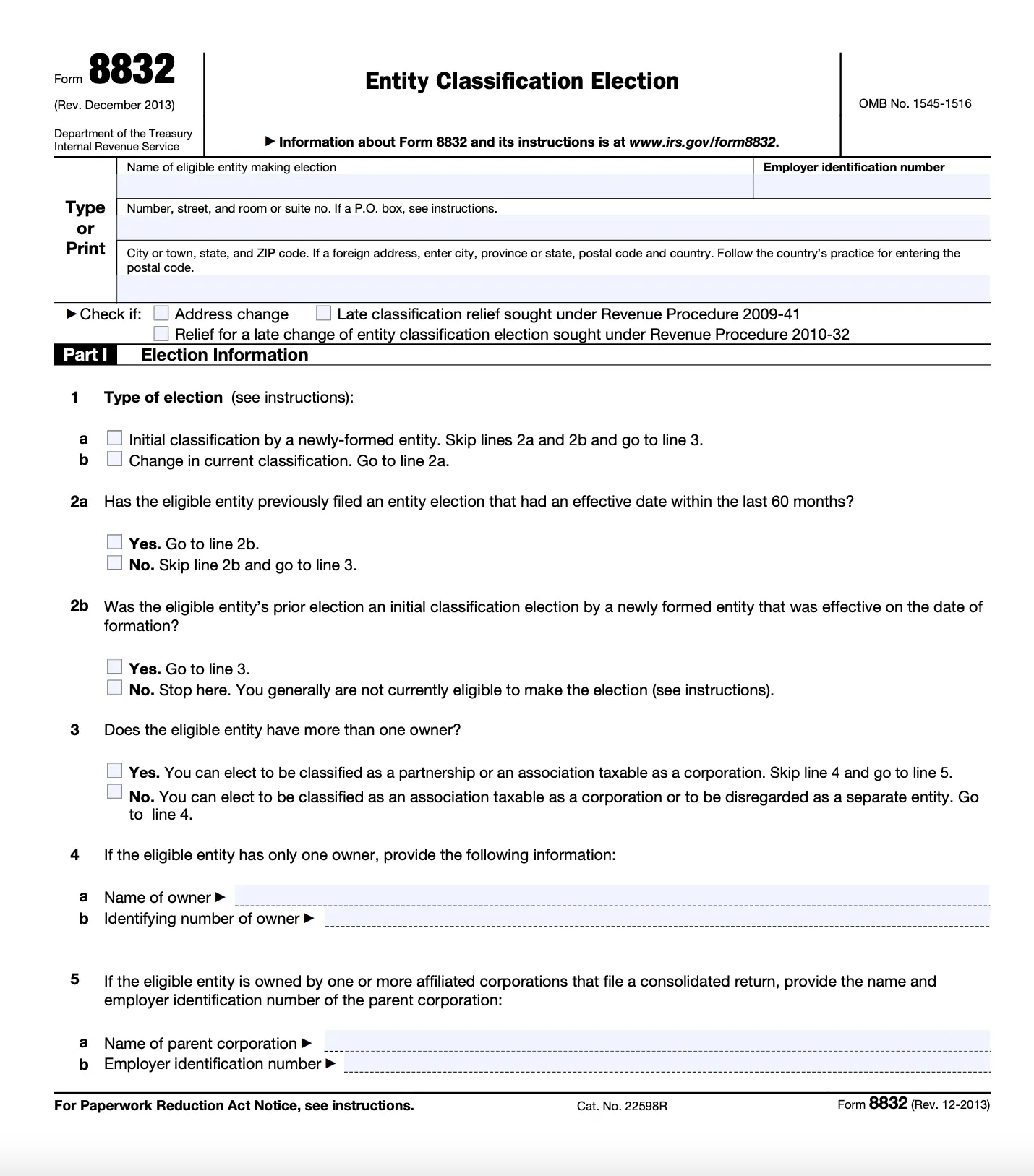 Form 8832 IRS Form