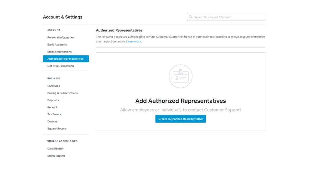 authorized representative screenshot