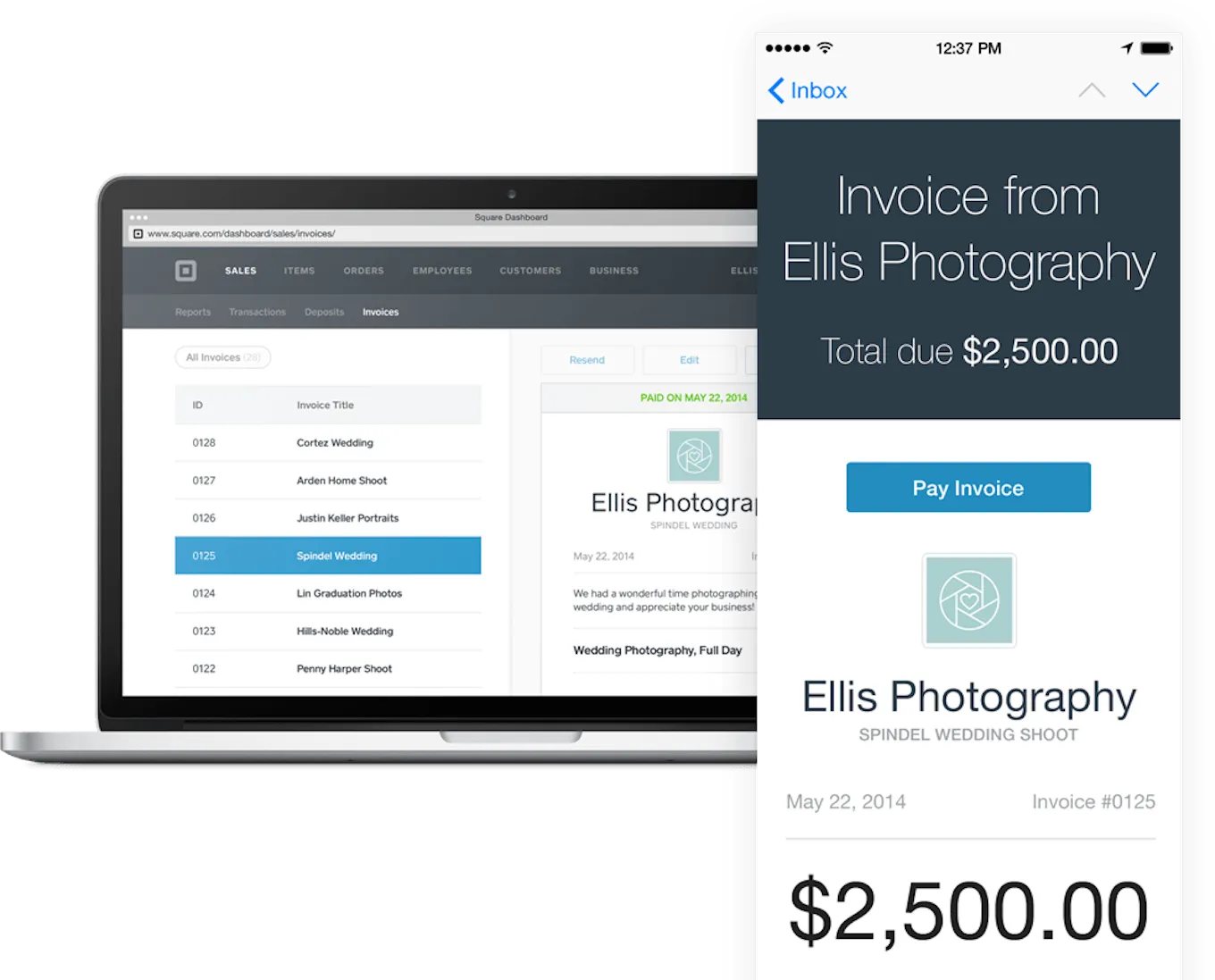 Square invoices payment method
