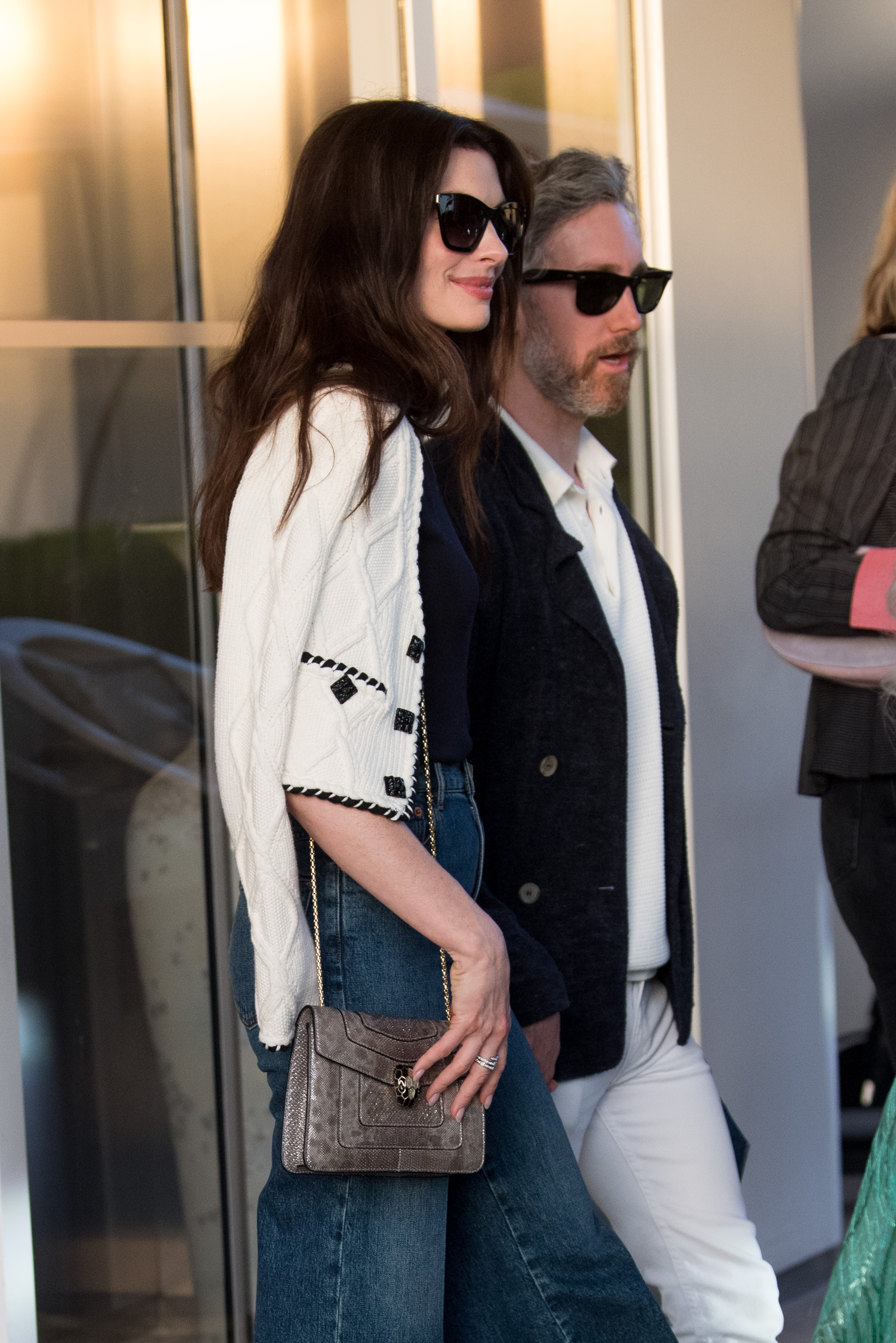 Anne Hathaway wearing Fendi sunglasses.