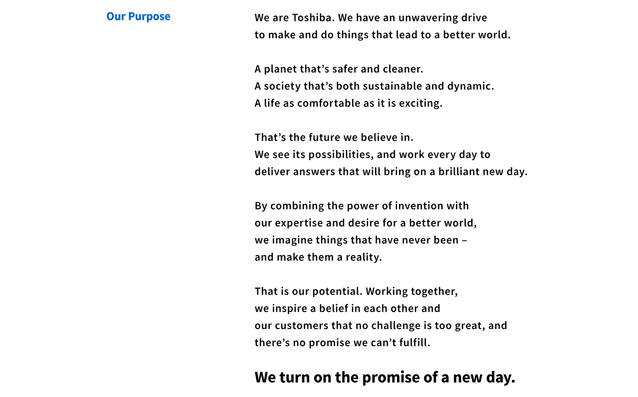 Toshiba’s Purpose