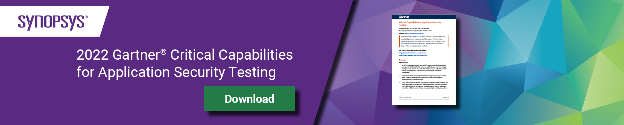Download the 2022 Gartner Critical Capabilities for Application Security Testing Report |  Synopsis