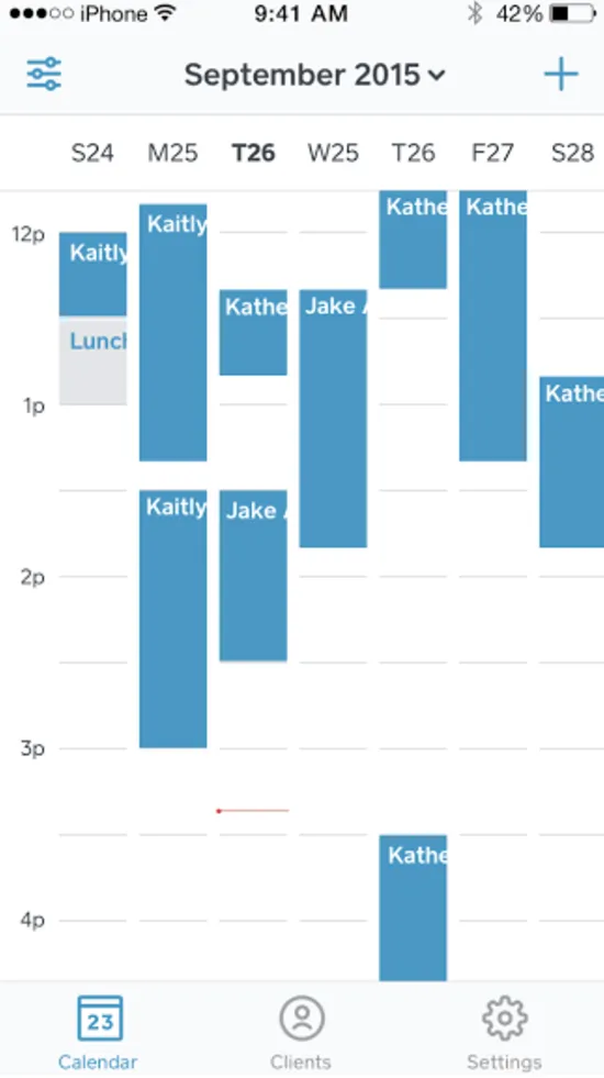 calendar view of the Square appointments iPhone app