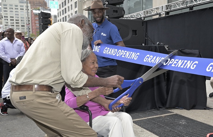 Jackie Robinson Museum - Rachel Robinson and son David Robinson Ribbon Resized.jpg