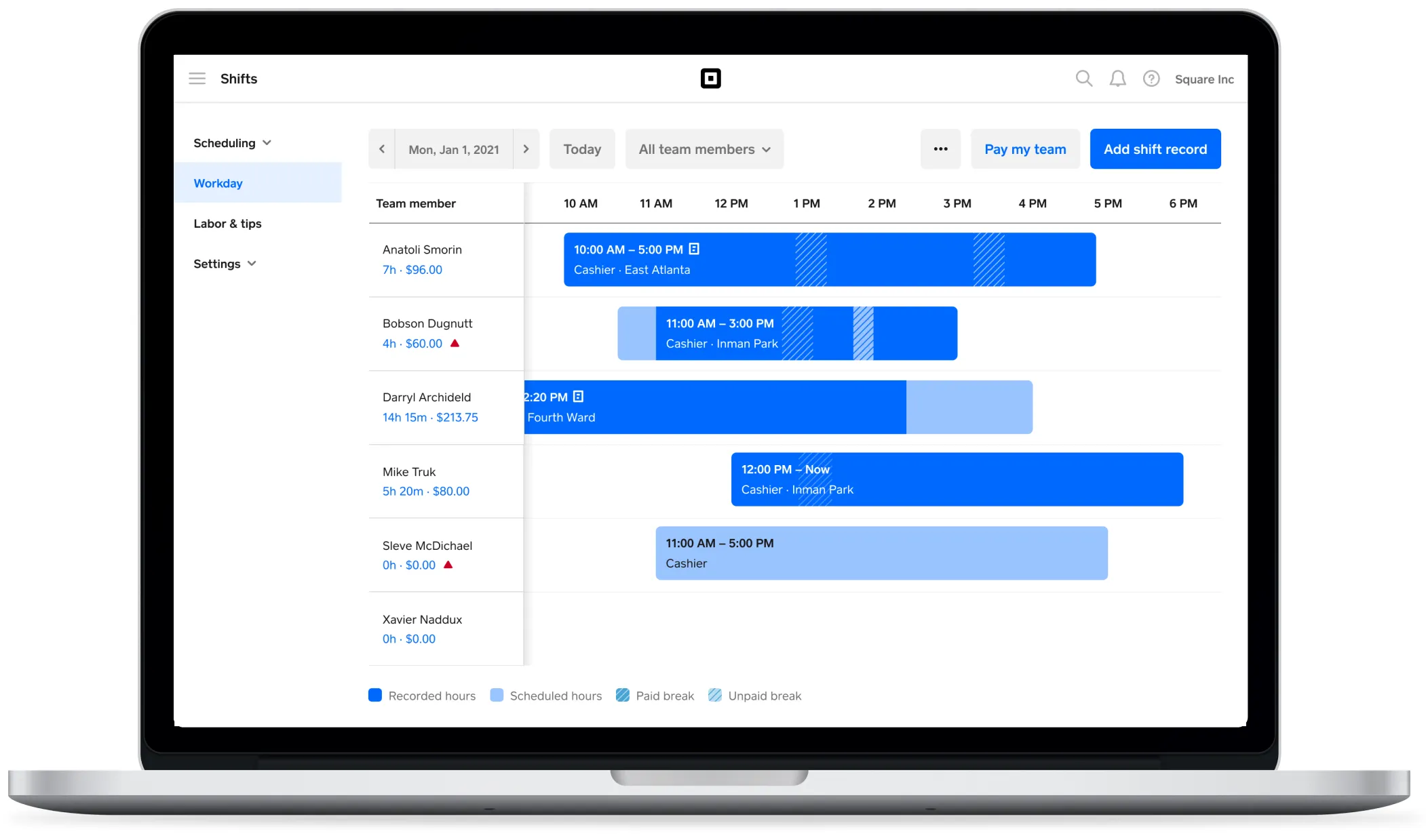 Team Management Shift Schedule