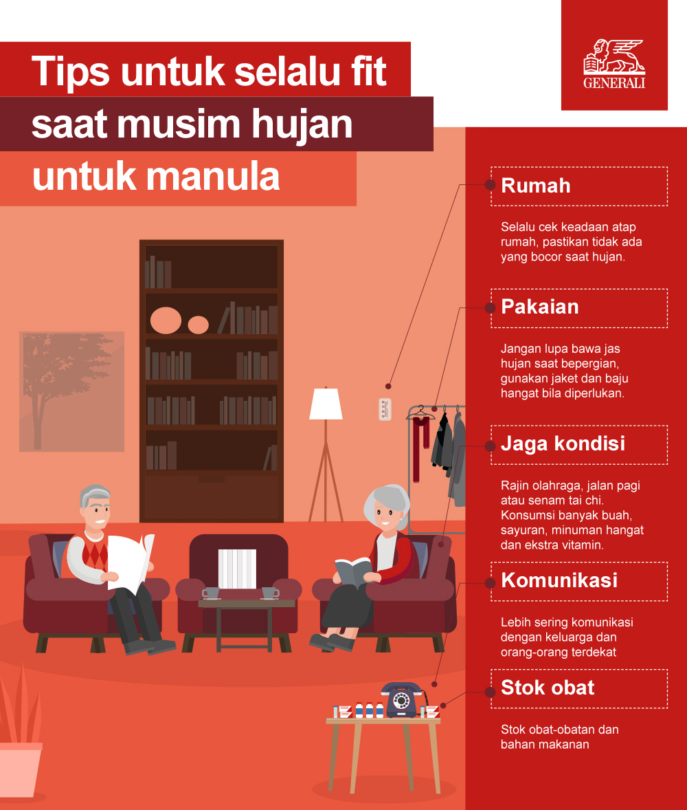 Tips fit untuk manula di musim hujan