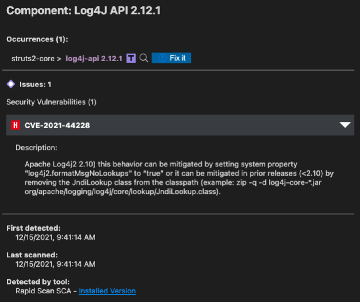 vulnerability description and ID viewed directly in the IDE | Synopsys