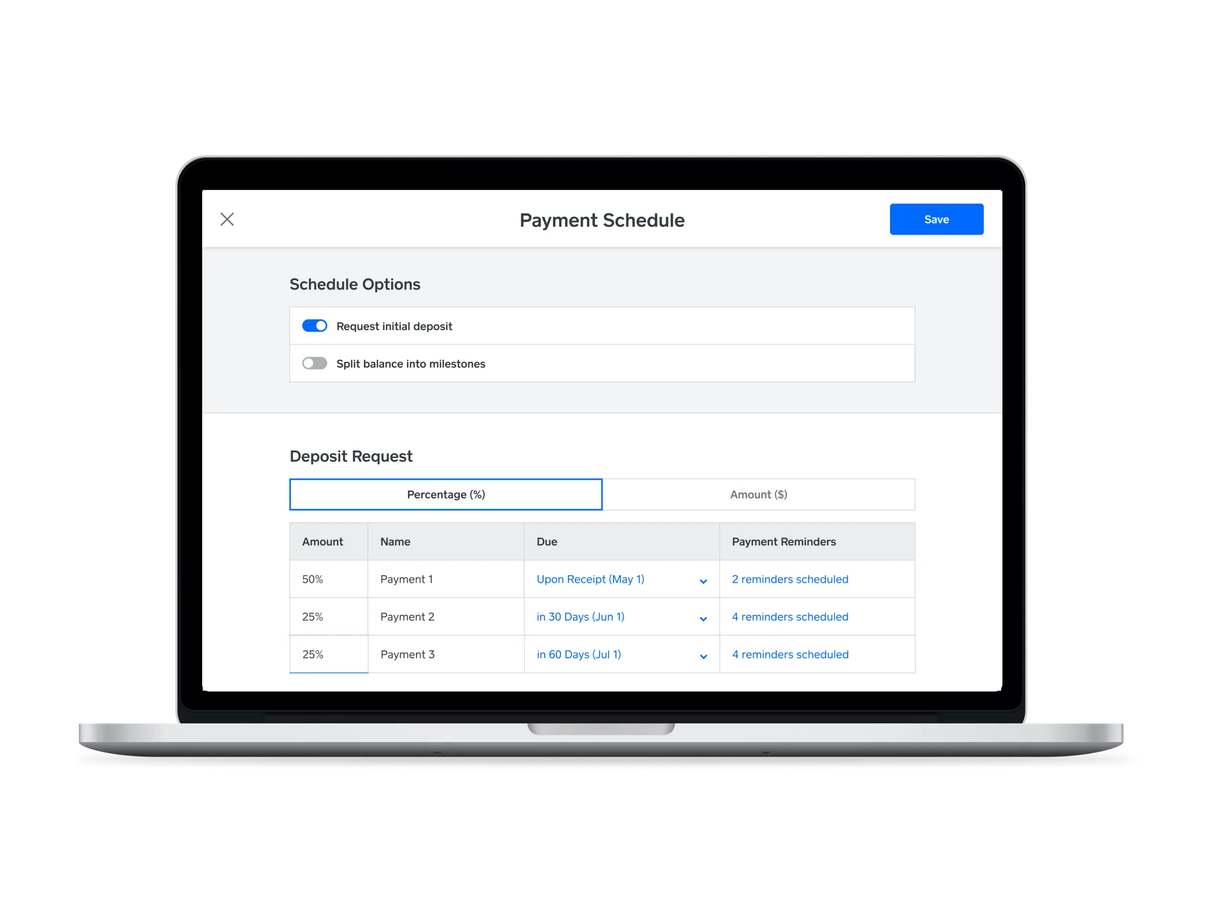 Square Invoices - Payment Schedule